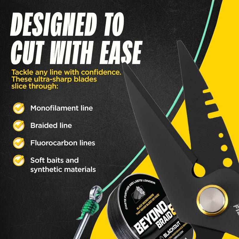 Beyond Braid Beyond Fishing OmniPro Shears – 6.5” Multi-Function Fishing Scissors with Titanium-Coated Blades – Cuts Braided Line, Monofilament, Fluorocarbon & Steel Wire – Fishing Tool with Sheath - Image 3